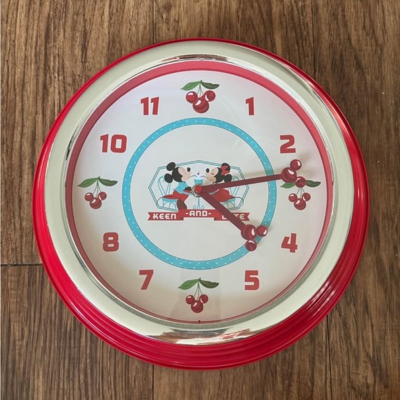 Retro Disney Red and White Cherry Wall Clock - Picture 1 of 4